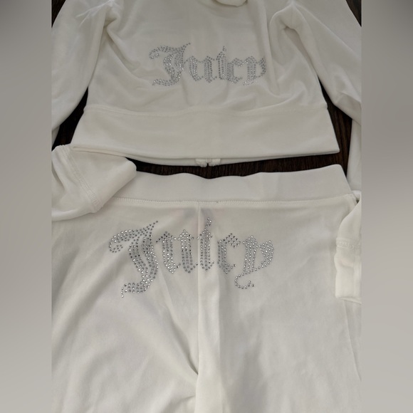 Juicy Couture white Velvet Bling Hoodie and Pant Set 💋 - Picture 3 of 8